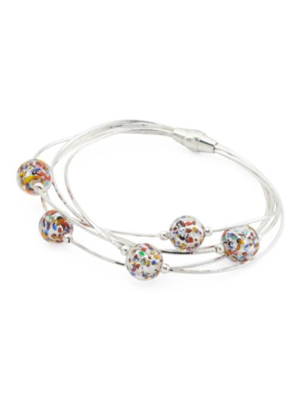 MIA FIORE Made In Italy Sterling Silver Multi Murano Glass Bead Bracelet